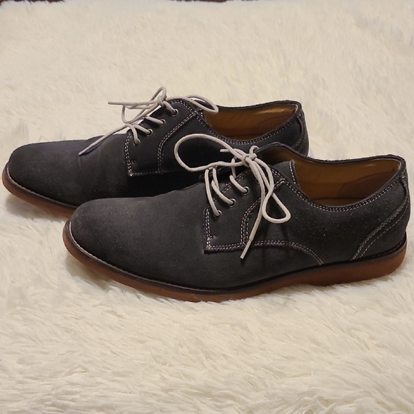 CH BASS Men's Gray Leather Lace-Up Shoes - Size 10M - Picture 1 of 10